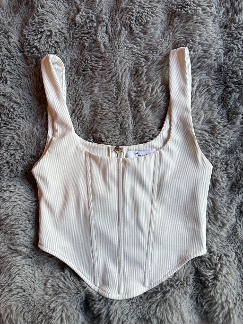 Women's Cream Structured Corset Tank Top